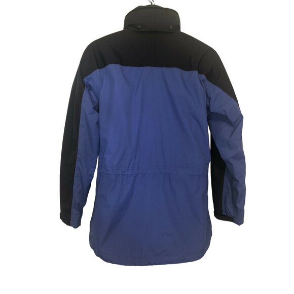 Lands End Lined Unisex Thermolite Jacket Small Blue/Black Hooded Zip Up Size 6-8 - Picture 2 of 8